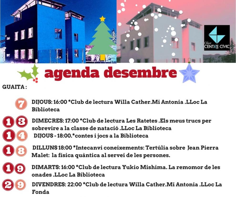 Agenda d'activitats del mes de desembre al Centre Cívic